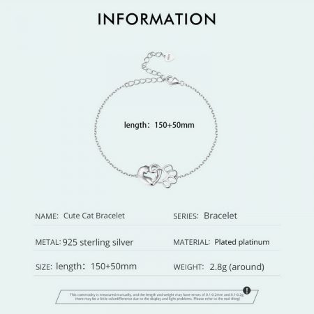 Bratara argint pisica draguta si urma de labuta [10]