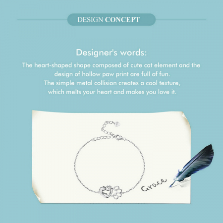 Bratara argint pisica draguta si urma de labuta [9]