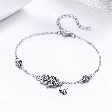 Bratara argint reglabila cu cu Mana lui Fatima (Hamsa) [1]