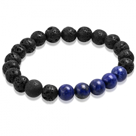 Bratara cu margele negre de lava si Lapis Lazuli - Meditation Bracelet BSL3330 [0]