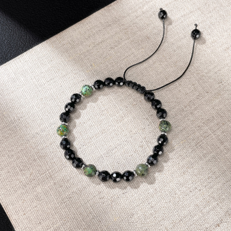 Bratara cu Pietre Naturale Verzi si Negre – Energie si Echilibru [2]