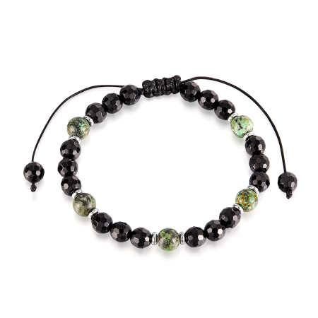 Bratara cu Pietre Naturale Verzi si Negre – Energie si Echilibru