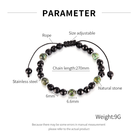 Bratara cu Pietre Naturale Verzi si Negre – Energie si Echilibru [6]
