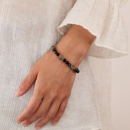 Bratara cu Pietre Naturale Verzi si Negre – Energie si Echilibru [4]