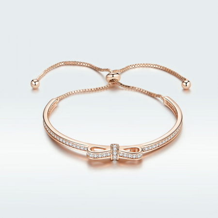 Bratara din argint placata cu aur, cu fundita si cristale [7]