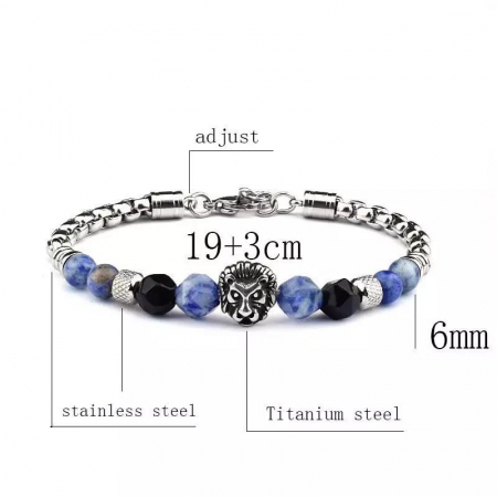 Bratara inox cu pietre semipretioase si Cap de Leu [1]