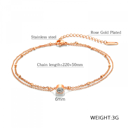 Bratara dubla glezna inox cu zirconiu si bilute [6]