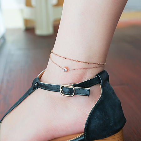 Bratara dubla glezna inox cu zirconiu si bilute [4]