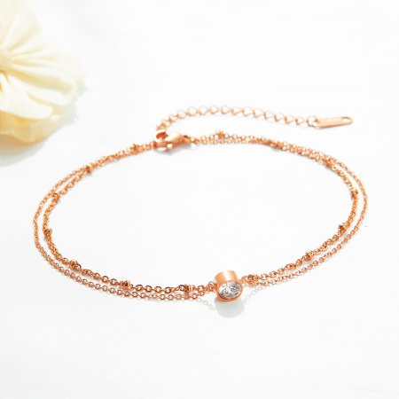 Bratara dubla glezna inox cu zirconiu si bilute [7]