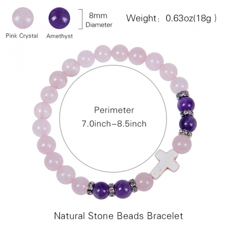 Bratara elastica cu pietre semipretioase si cruce BLA134 [2]