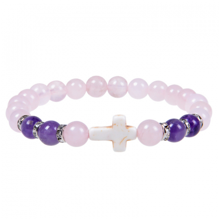 Bratara elastica cu pietre semipretioase si cruce BLA134 [3]