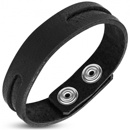 Bratara eleganta din piele neagra cu valuri [0]