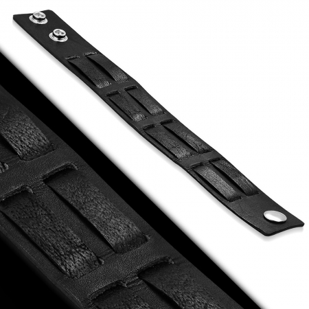 Bratara eleganta din piele neagra cu valuri [1]