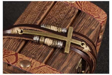 Bratara Faith tripla din piele naturala si inox [6]