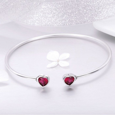 Bratara fixa din argint cu inimioare [3]