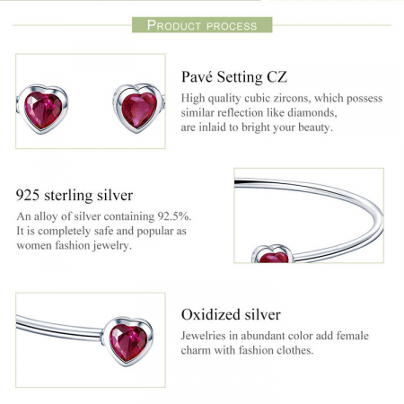 Bratara fixa din argint cu inimioare [4]