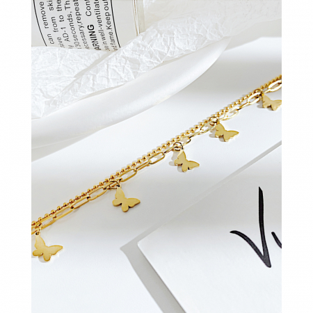 Bratara glezna dubla din inox cu fluturasi [11]