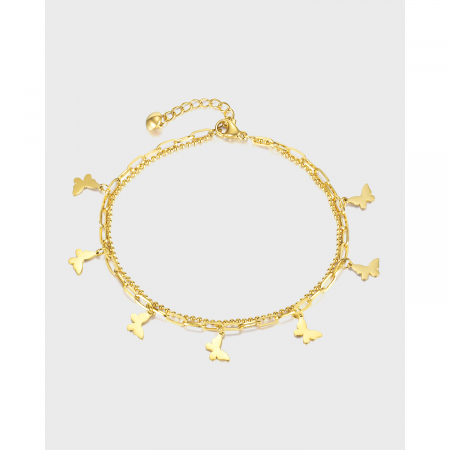 Bratara glezna dubla din inox cu fluturasi [12]