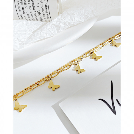 Bratara glezna dubla din inox cu fluturasi [3]