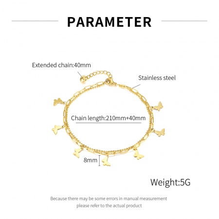 Bratara glezna dubla din inox cu fluturasi [5]