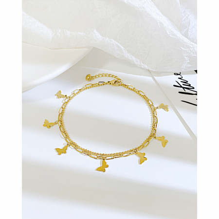 Bratara glezna dubla din inox cu fluturasi [9]