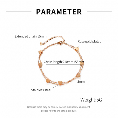 Bratara glezna dubla din inox cu inimioare [5]