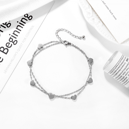 Bratara glezna dubla din inox cu inimioare [1]