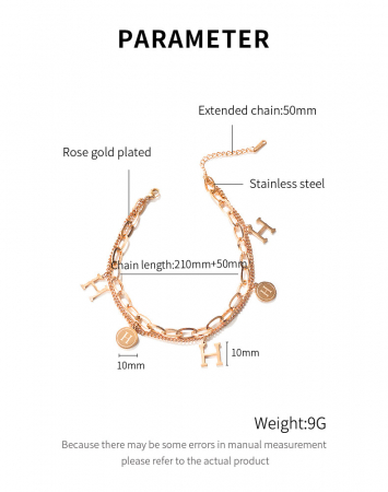 Bratara glezna dubla din inox cu litera H [5]