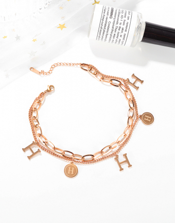 Bratara glezna dubla din inox cu litera H [9]