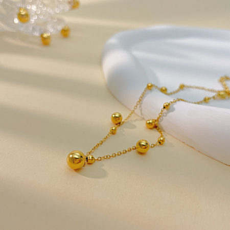 Bratara glezna inox auriu cu bilute 23 + 7 cm [3]