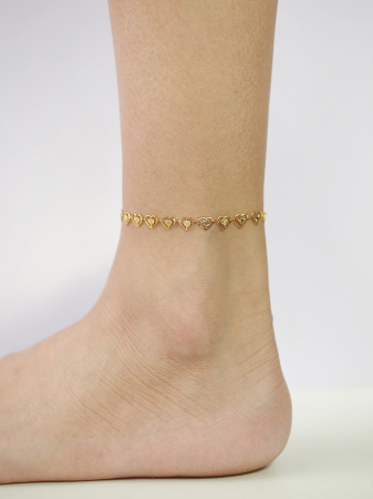 Bratara glezna inox auriu cu inimioare 21 + 5 cm [3]