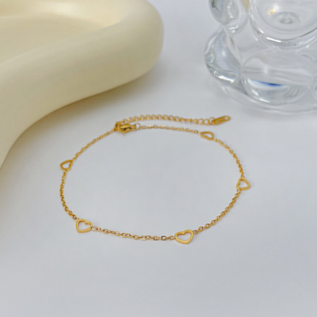 Bratara glezna inox auriu cu inimioare 28 cm [3]