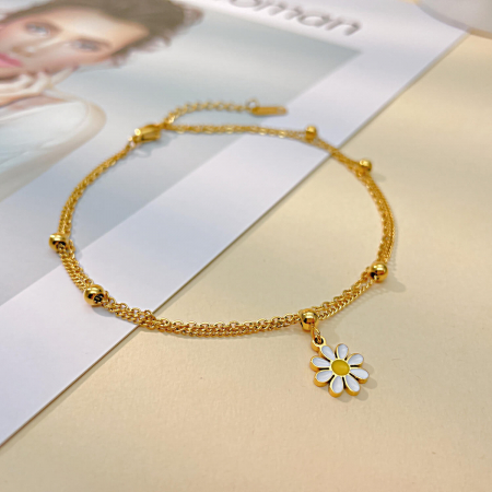 Bratara glezna inox auriu cu margareta 23 + 4,5 cm [2]