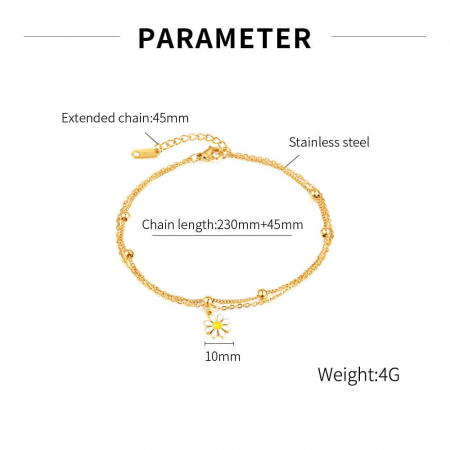 Bratara glezna inox auriu cu margareta 23 + 4,5 cm [3]