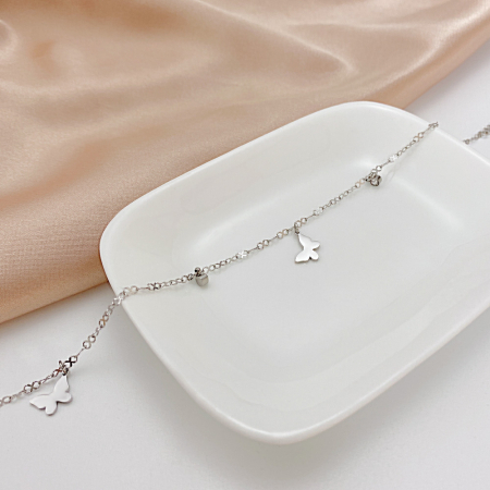 Bratara glezna inox cu fluturasi si zirconiu [11]