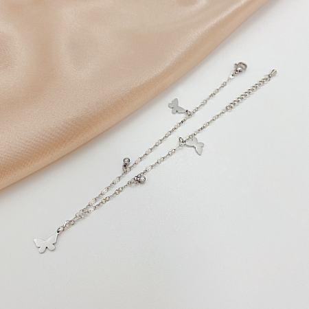 Bratara glezna inox cu fluturasi si zirconiu [2]