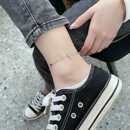 Bratara glezna inox cu fluturasi si zirconiu [7]