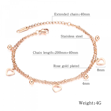 Bratara glezna inox cu inimioare si bilute [4]