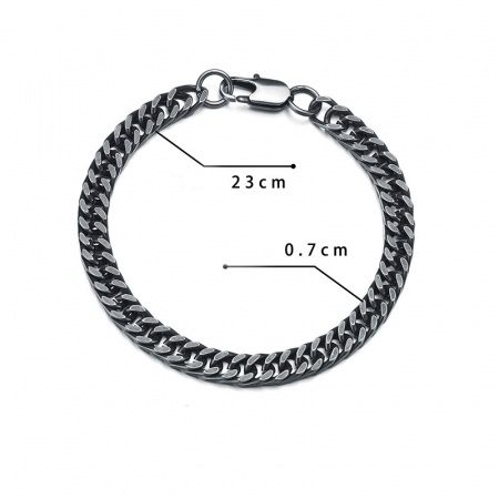 Bratara gri din inox antichizat cu lant plat de 8 mm [5]