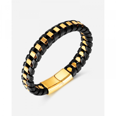 Bratara impletita inox si piele [8]