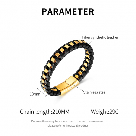 Bratara impletita inox si piele [2]