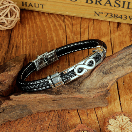 Bratara Infinity din inox si piele [3]
