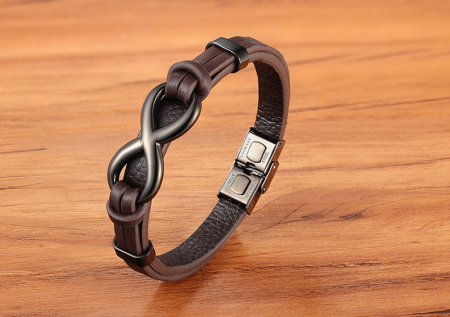 Bratara Infinity maro piele naturala si inox [4]