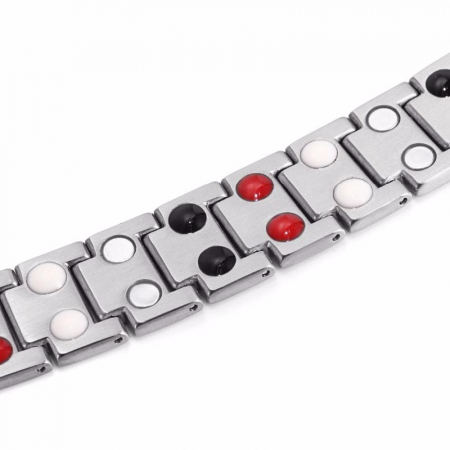 Bratara inox argintie cu magneti, turmalina, germaniu si anioni [1]