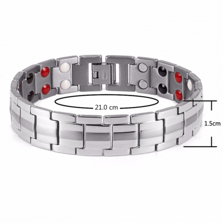 Bratara inox argintie cu magneti, turmalina, germaniu si anioni [2]