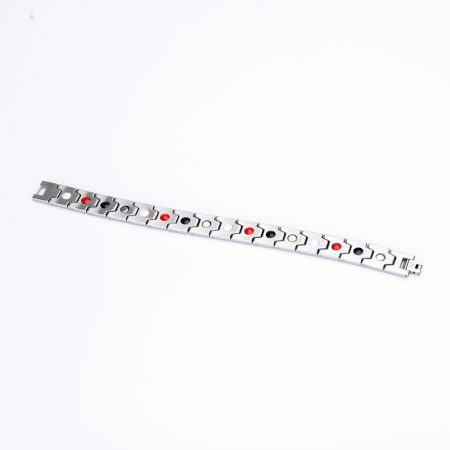 Bratara inox argintie cu magneti, turmalina, germaniu si anioni [2]