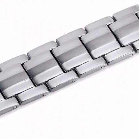 Bratara inox argintie cu magneti, turmalina, germaniu si anioni [8]