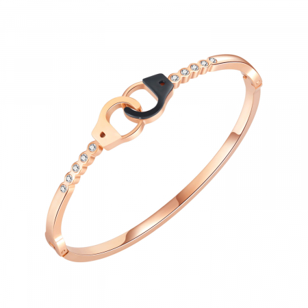 Bratara inox aur roz catuse cu zirconii [4]