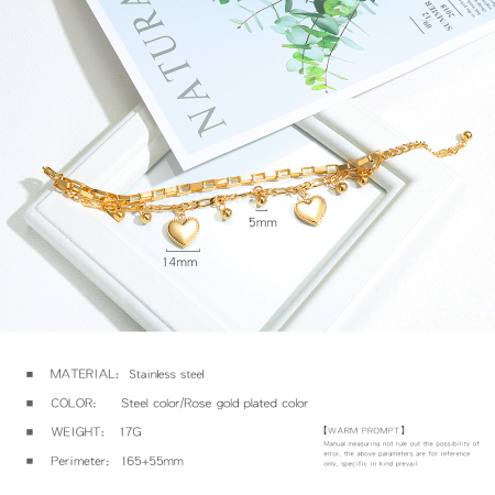 Bratara inox aurie cu inimioare – Eleganta si stralucire calda [5]