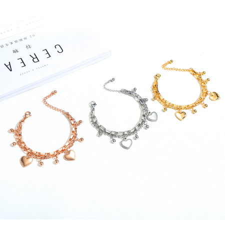 Bratara inox aurie cu inimioare – Eleganta si stralucire calda [6]